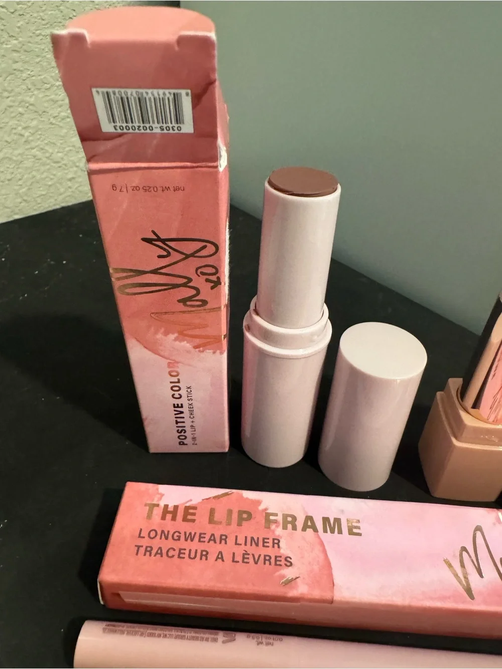 Mally Beauty Pink Nude Lipstick, Lip Liner Duo and Cheek Stick